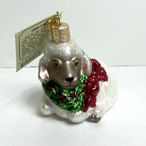 Old World Christmas Blown Glass LITTLE LAMB Sheep Holiday Ornament 2001 NWT - Picture 1 of 7